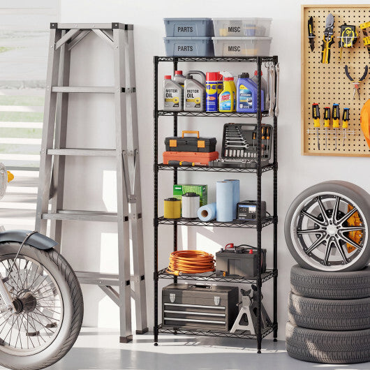 Set of 2 6-Tier Metal Storage Shelving Unit with V-Shaped Wire Rack and 900 LBS Capacity-Black LuxuryLifeWay Online Store