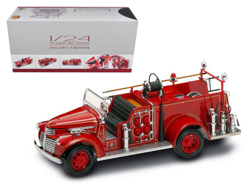 1941 GMC Fire Engine Red with Accessories 1/24 Diecast Model Car by Road Signature LuxuryLifeWay Online Store