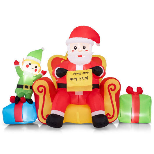 Christmas Inflatable Santa Claus on Sofa with Elf and Gift Boxes LuxuryLifeWay Online Store