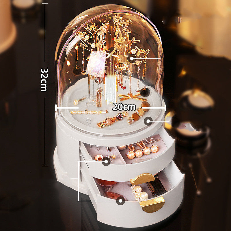 Dustproof rotating jewelry storage box