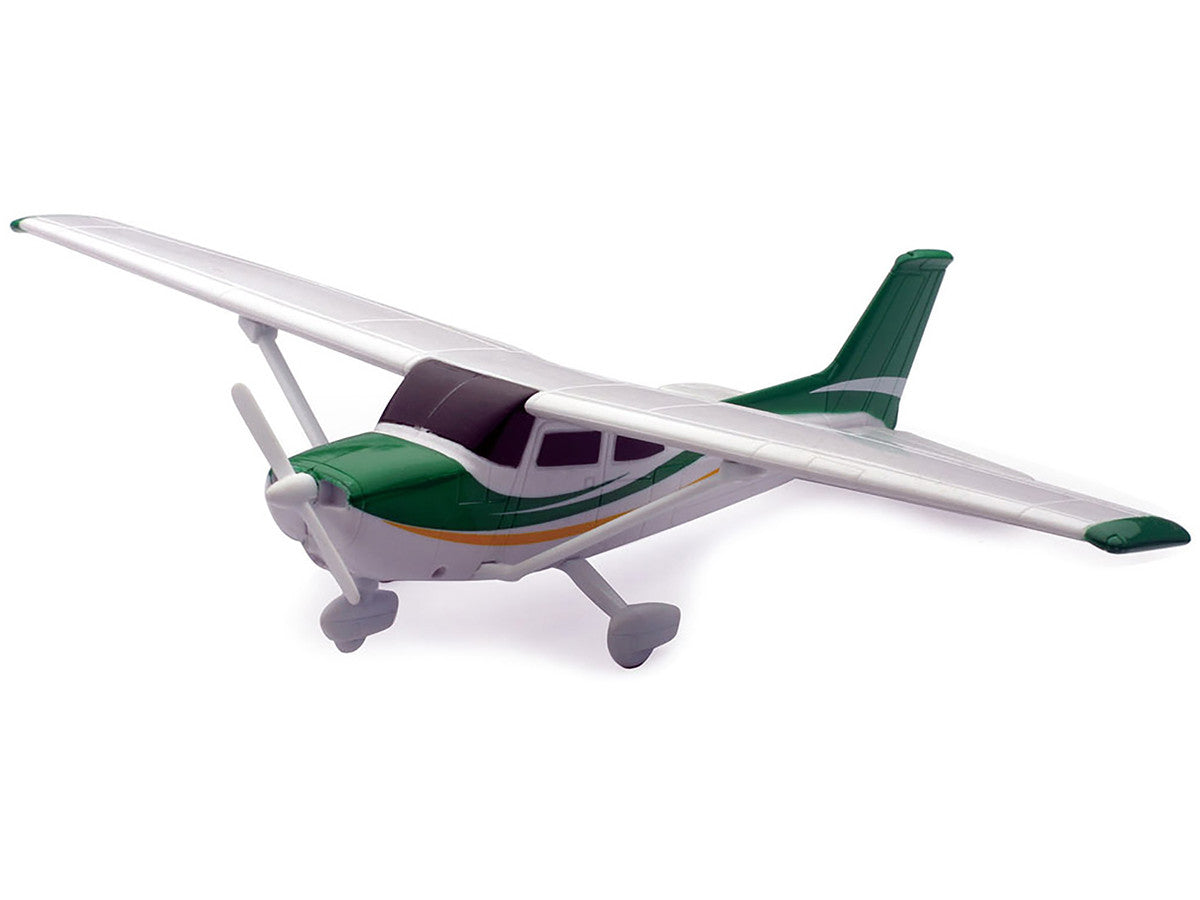 Model Kit Cessna 172 Skyhawk Aircraft White with Green and Yellow Stripes "Sky Pilot" Series 1/42 Plastic Model Kit by New Ray LuxuryLifeWay Online Store