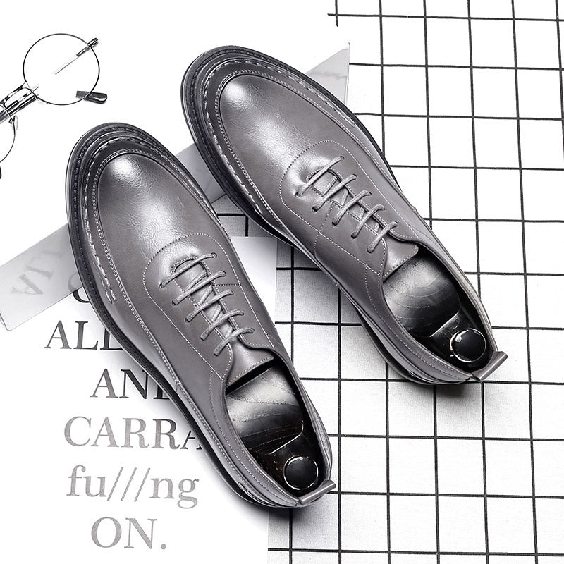 Round toe lace-up patent leather shoes LadyShow.Store