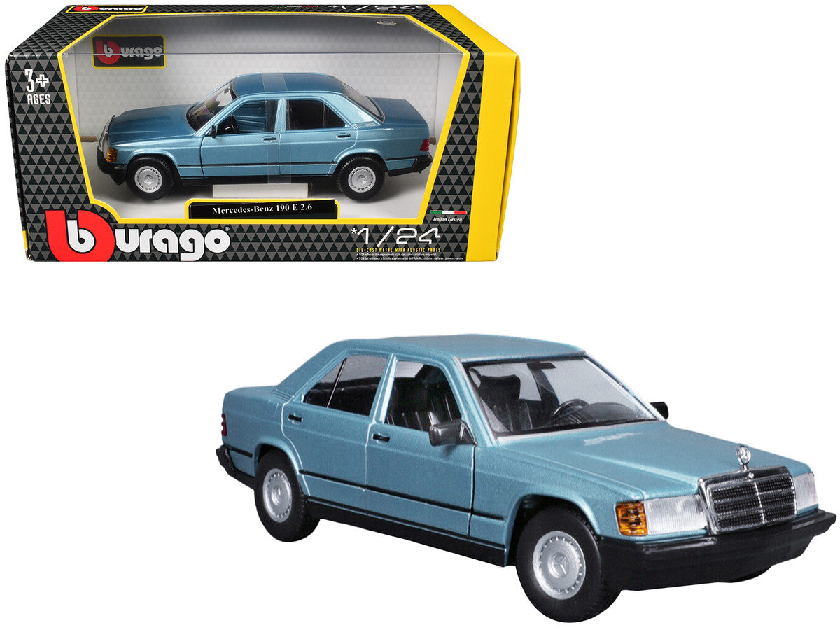 Mercedes-Benz 190 E 2.6 Blue Metallic 1/24 Diecast Model Car by Bburago LuxuryLifeWay Online Store