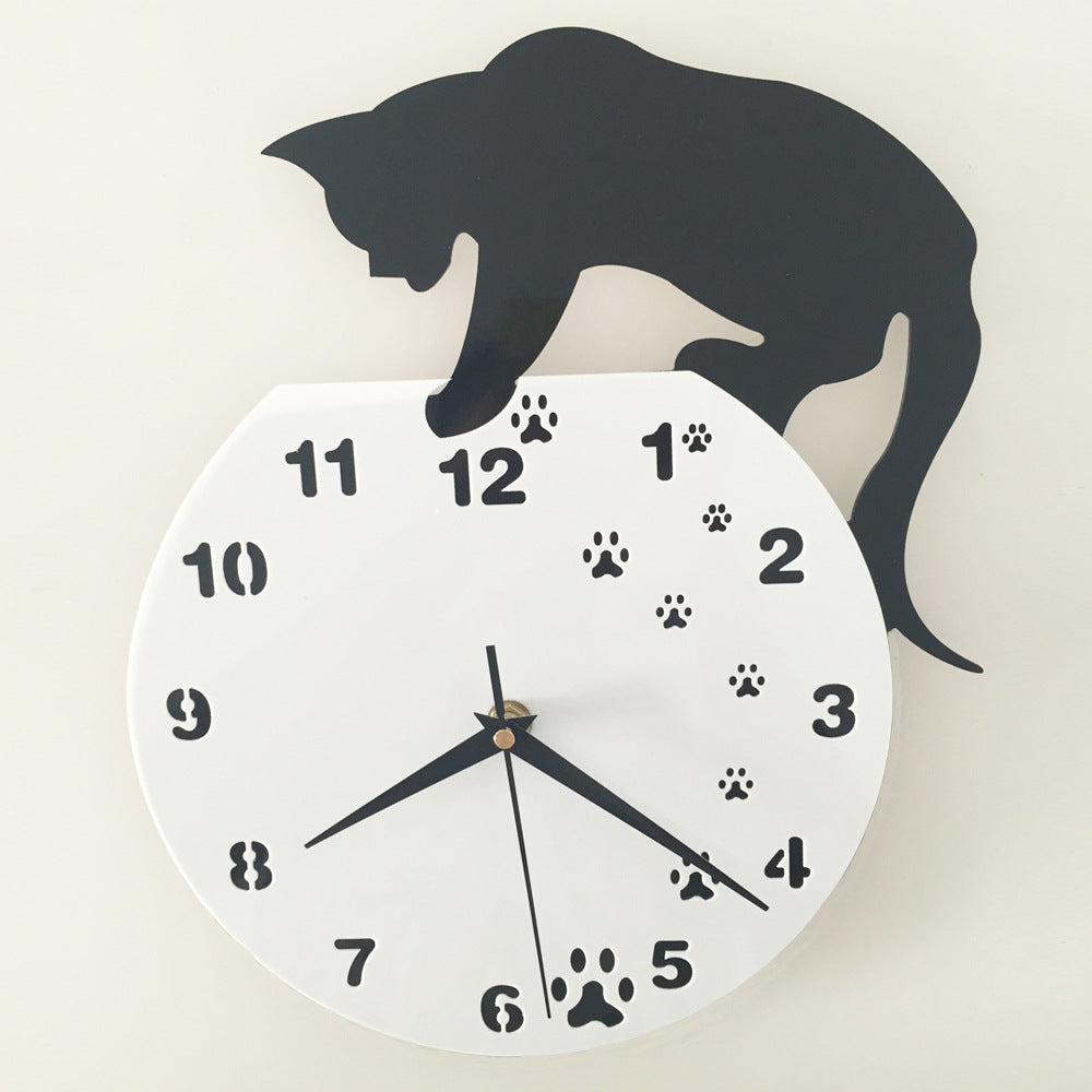Funlife cat wall clock PearlNestDecor.com