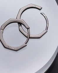 S925 Silver Octagon Ear Clip Black LadyShow.Store