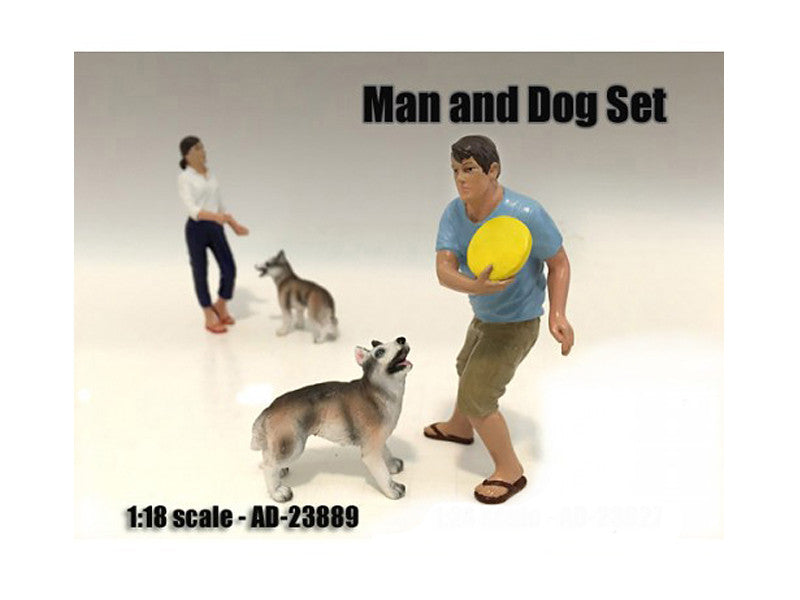 Man and Dog 2 Piece Figure Set For 1:18 Scale Models by American Diorama LuxuryLifeWay Online Store