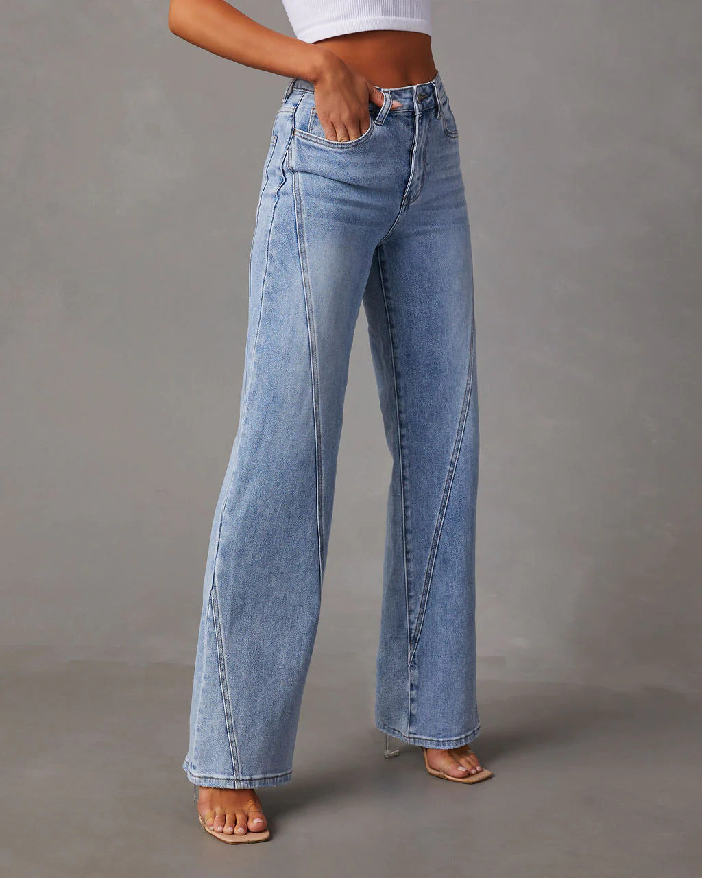 Casual Patchwork Women's Wide Leg Jeans LadyShow.Store