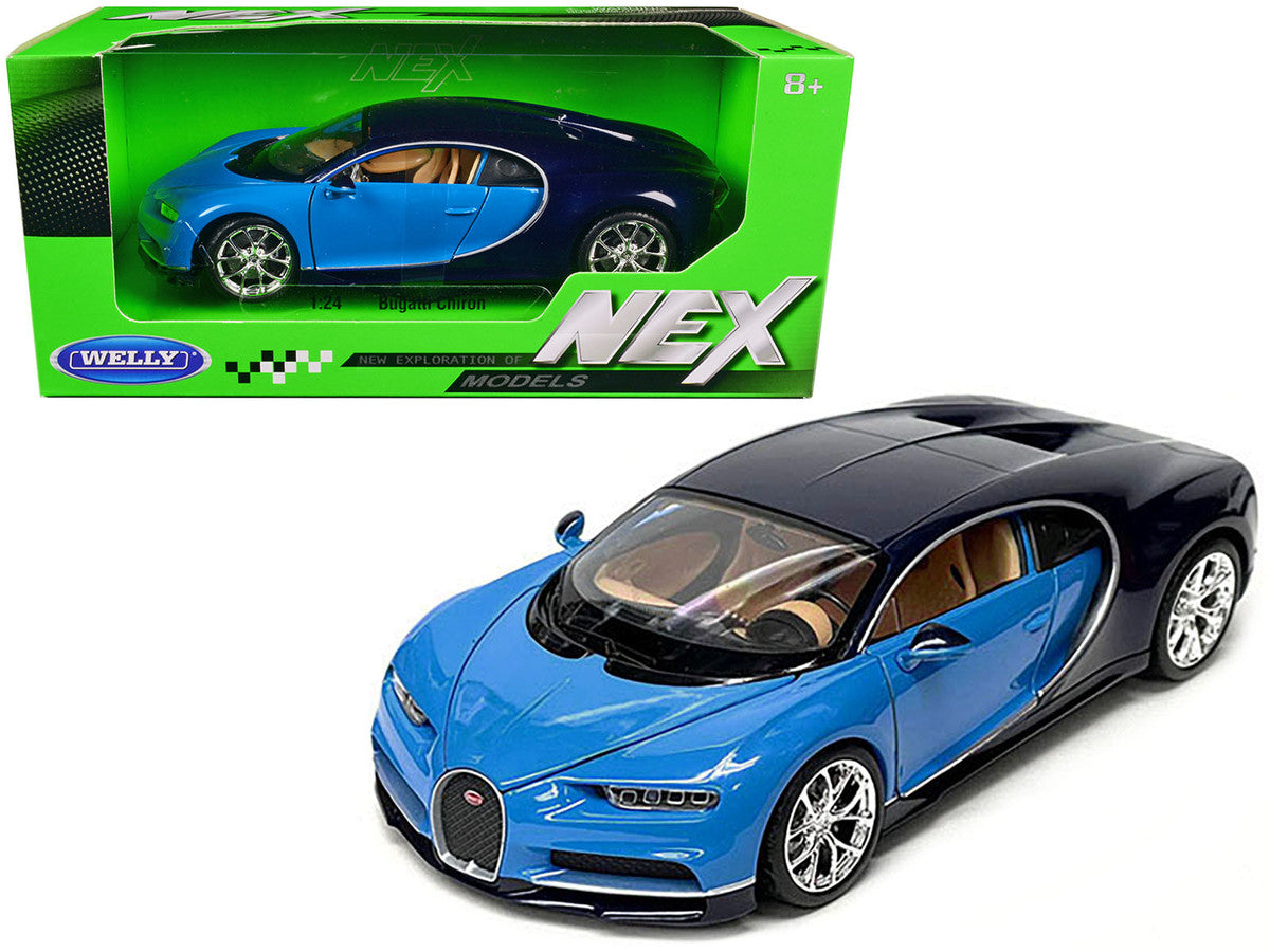 Bugatti Chiron Blue and Dark Blue Two-Tone "NEX Models" Series 1/24 Diecast Model Car by Welly LuxuryLifeWay Online Store