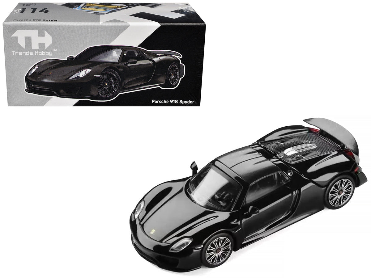 Porsche 918 Spyder Black with Carbon Top 1/64 Diecast Model Car by Trends Hobby LuxuryLifeWay Online Store