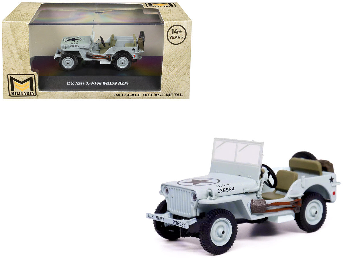 Willys Jeep 1/4-Ton Car Light Blue "United States Navy" 1/43 Diecast Model by Militaria Die Cast LuxuryLifeWay Online Store