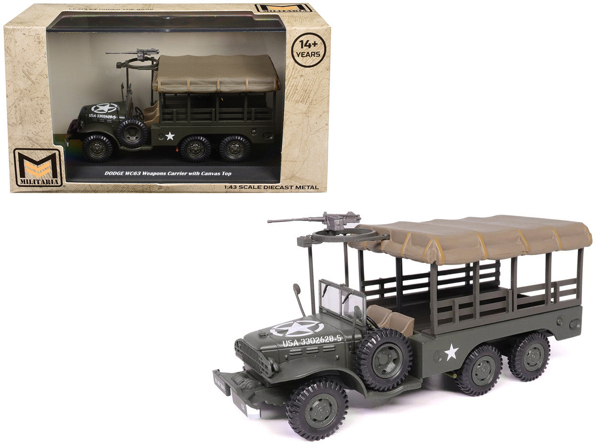 Dodge WC63 Weapons Carrier with Canvas Top Olive Drab "United States Army" 1/43 Diecast Model by Militaria Die Cast LuxuryLifeWay Online Store