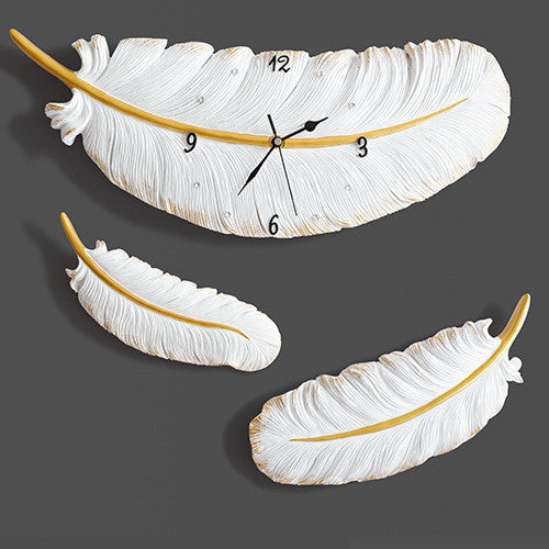 Mute Wall Clock Nordic Style Creative Living Room Background Wall Feather Clock PearlNestDecor.com