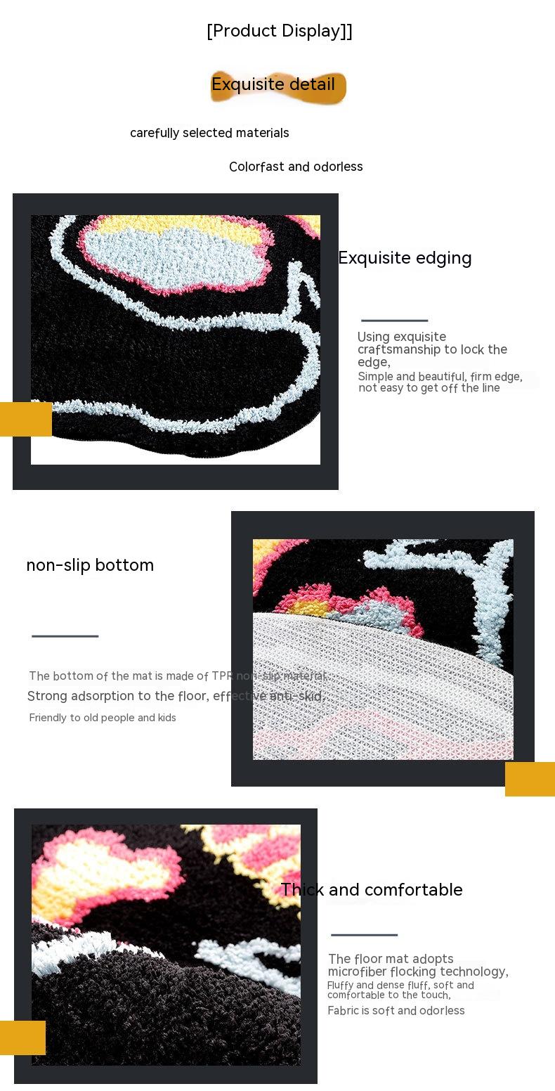 Special-shaped Fashion Black Skull Household Absorbent Non-slip Floor Mat