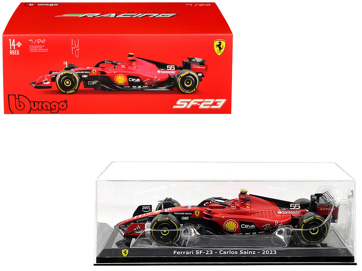 Ferrari SF-23 #55 Carlos Sainz Formula One F1 World Championship (2023) "Formula Racing" Series 1/24 Diecast Model Car by Bburago LuxuryLifeWay Online Store