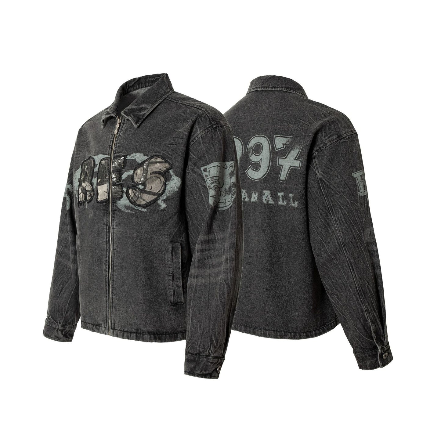 Embroidered Denim Motorcycle Jacket LadyShow.Store