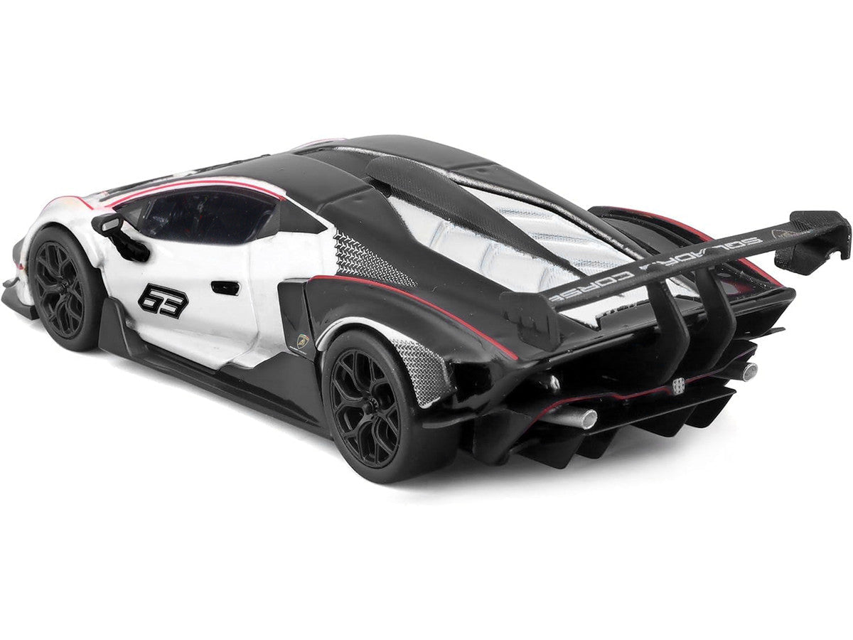 Lamborghini Essenza SCV12 #63 White and Black "Squadra Corse" "Race" Series 1/24 Diecast Model Car by Bburago LuxuryLifeWay Online Store