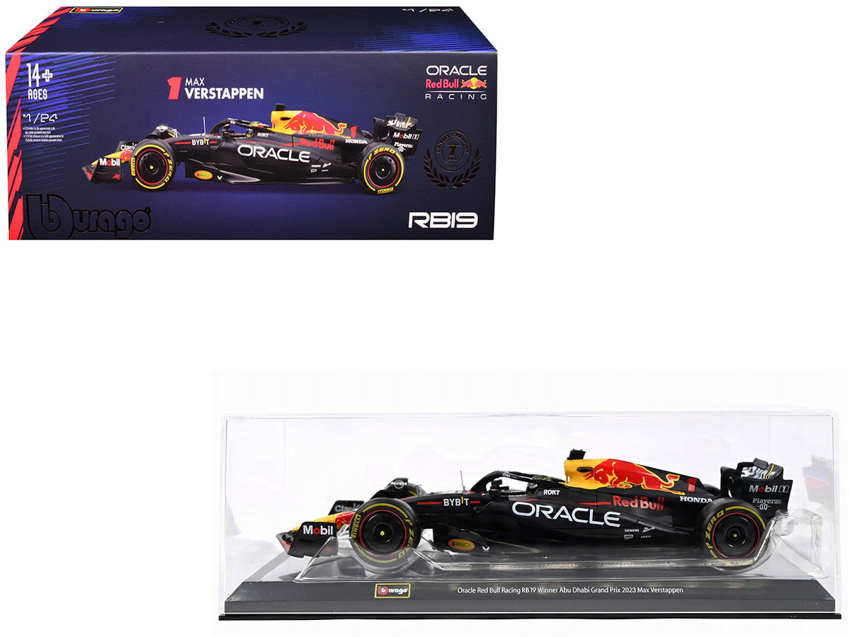 Red Bull Racing RB19 #1 Max Verstappen "Oracle" Winner Formula One F1 Championship "Drivers' Champion" (2023) with Display Case 1/24 Diecast Model Car by Bburago LuxuryLifeWay Online Store