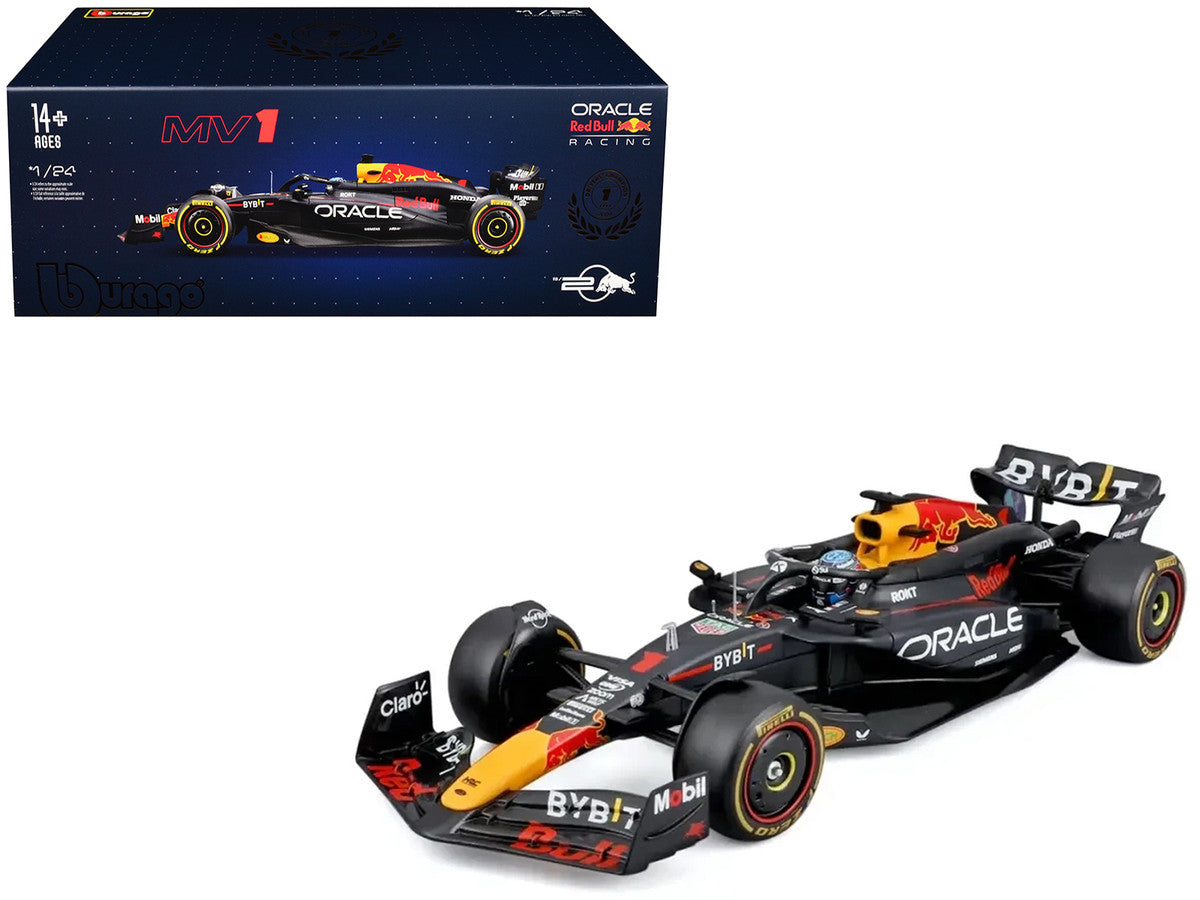 Red Bull Racing RB20 #1 Max Verstappen "Oracle" Winner Formula One F1 Championship "Drivers' Champion" (2024) with Display Case 1/24 Diecast Model Car by Bburago LuxuryLifeWay Online Store