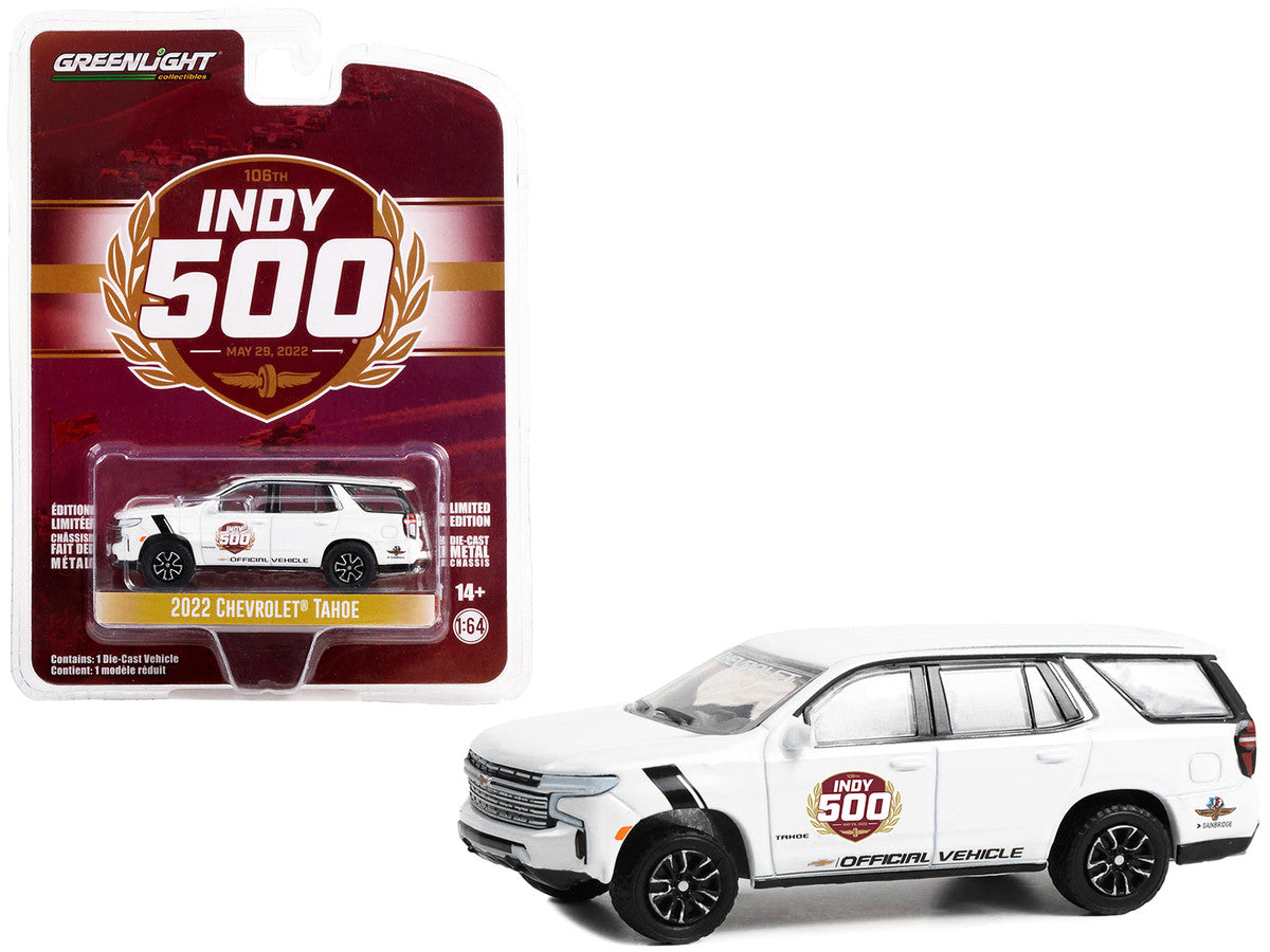 2022 Chevrolet Tahoe White "106th Running of the Indianapolis 500 Official Vehicle" (2022) "Anniversary Collection" Series 15 1/64 Diecast Model Car by Greenlight LuxuryLifeWay Online Store
