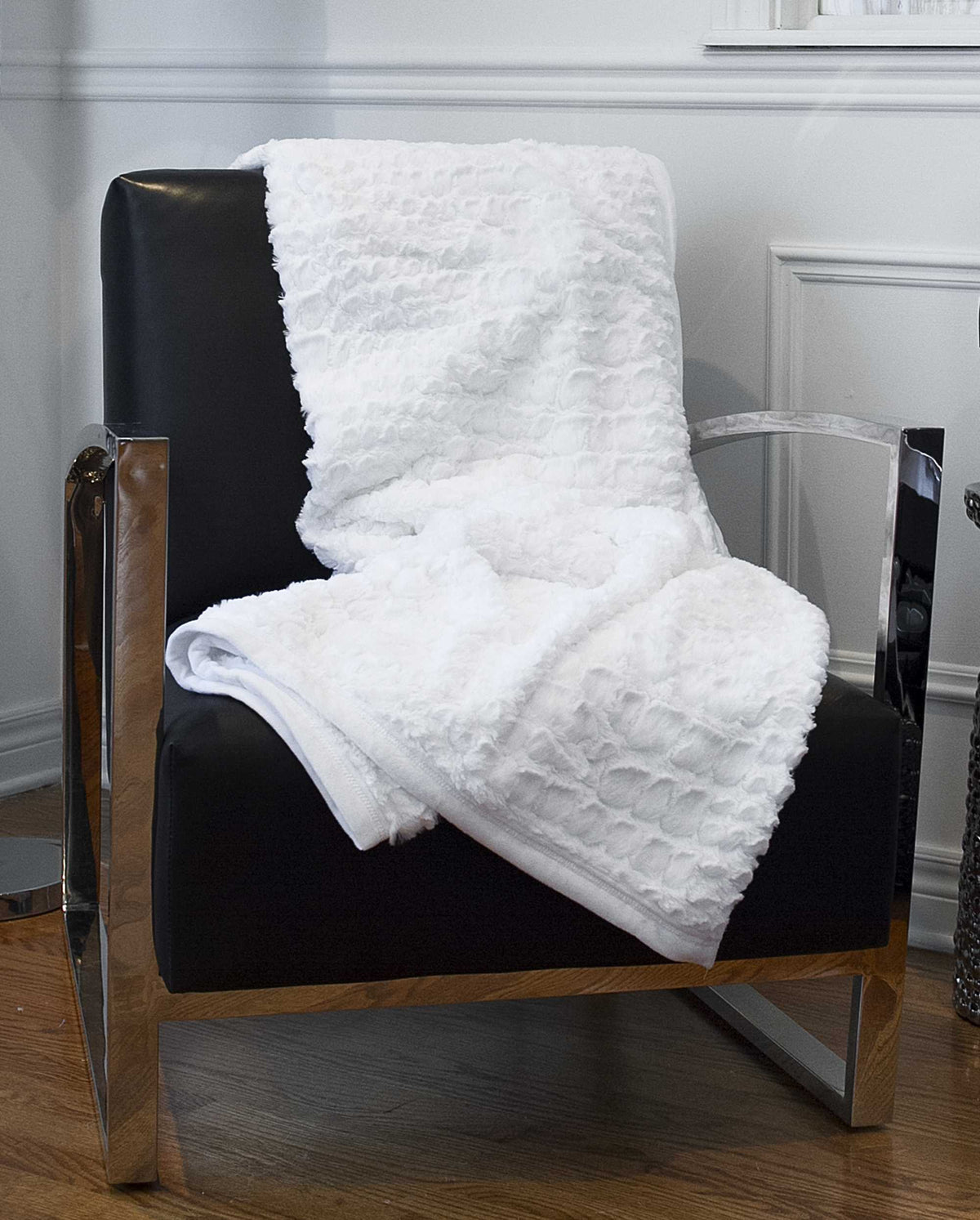 50" X 70" Ivory Faux Fur Plush Throw Blanket with Embroidery LuxuryLifeWay Online Store