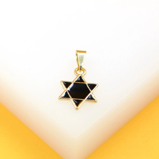 18K Gold Filled Black Enamel Star of David Pendant LuxuryLifeWay Online Store