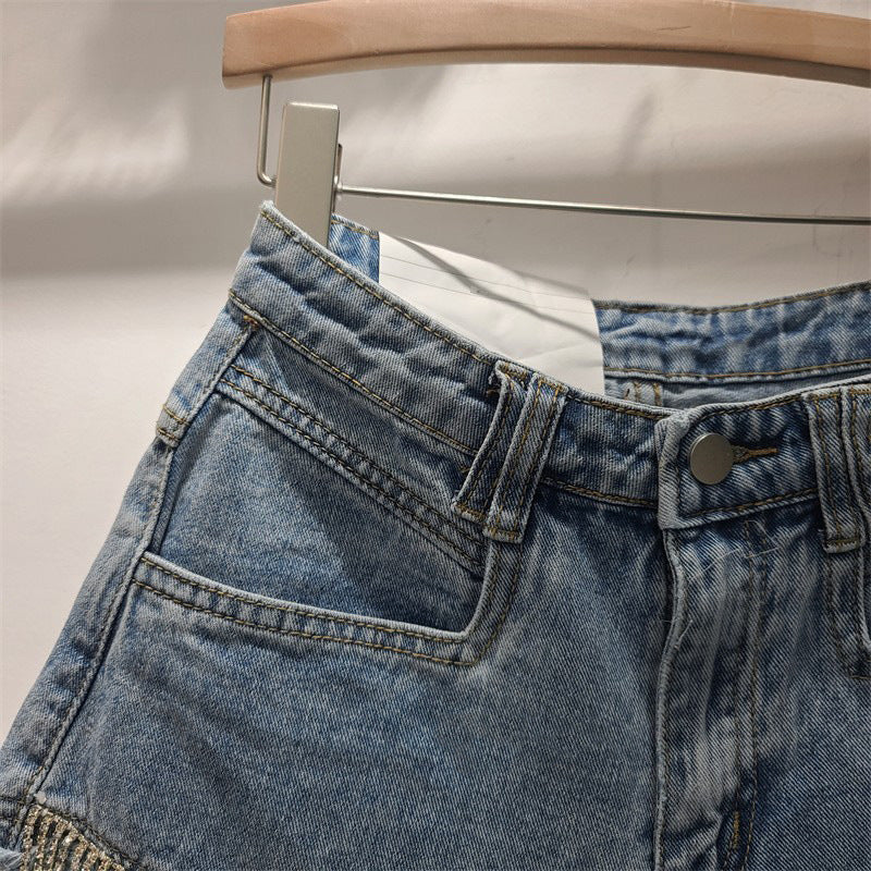 2023 Summer High-Waisted Ripped Denim Shorts for Women Pi-Mart