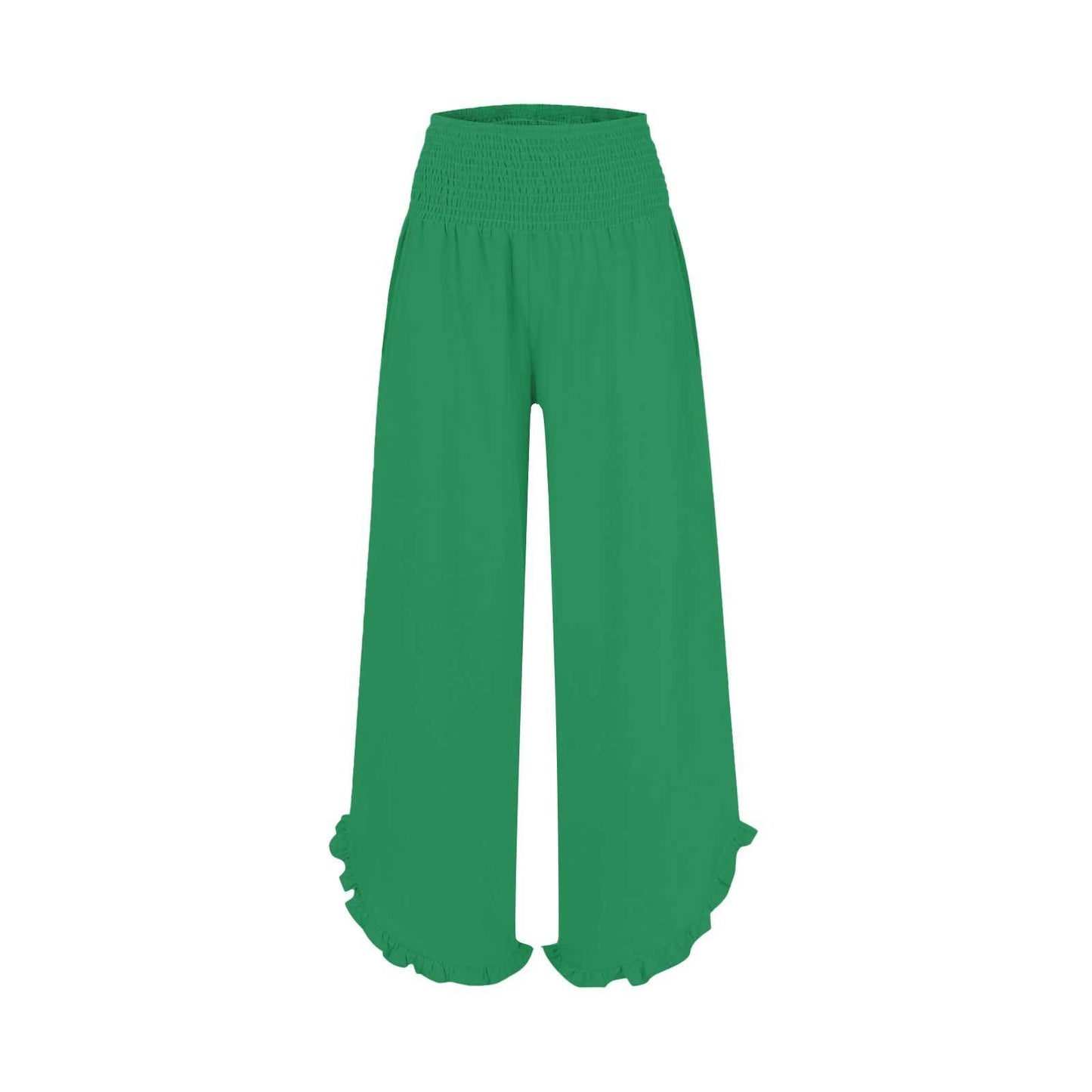 Pleated Asymmetrical Hem Cotton-linen Loose-fit Casual Pants NorixaFashion.com