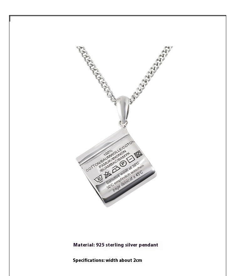 S925 Sterling Silver Washing Label Necklace LadyShow.Store