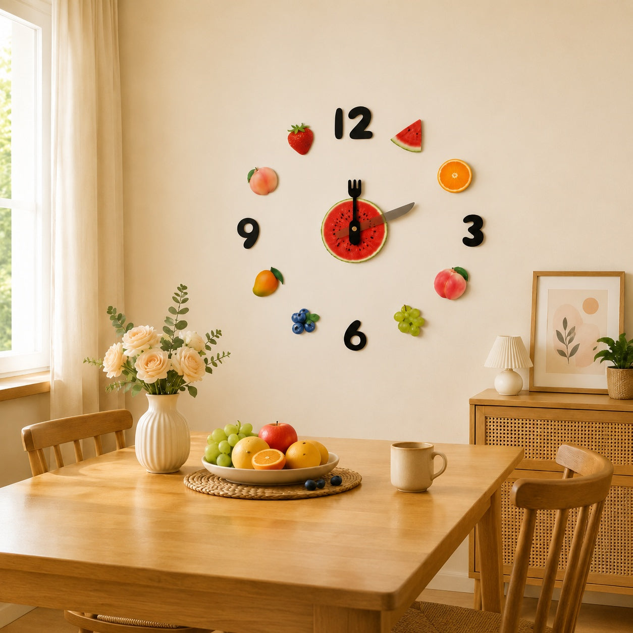 Fruit Decor Magnetic Fridge Wall Clock PearlNestDecor.com