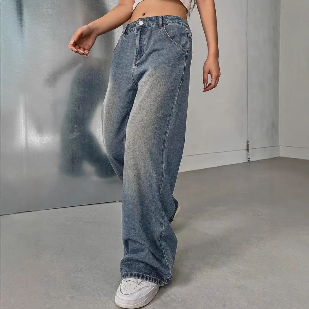 European And American Women's Washed Vintage Denim Pants LadyShow.Store