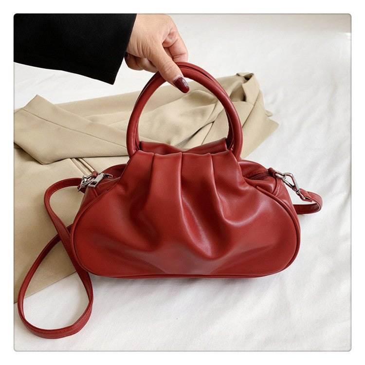 Versatile Womens Retro Cloud-Print Pleated Shoulder Crossbody Bag LadyShow.Store