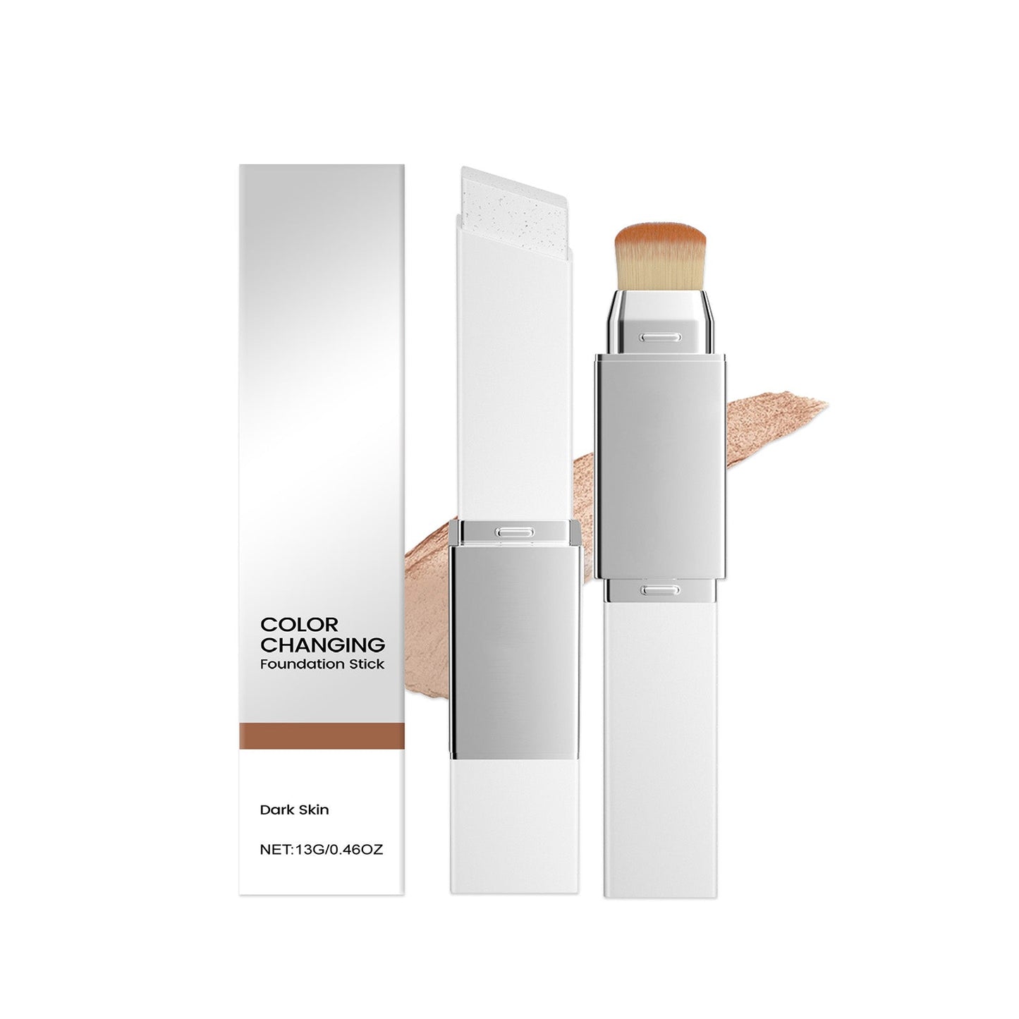 2-in-1 Color-Changing Foundation Stick Deep Skin Tone Tri Light Beauty