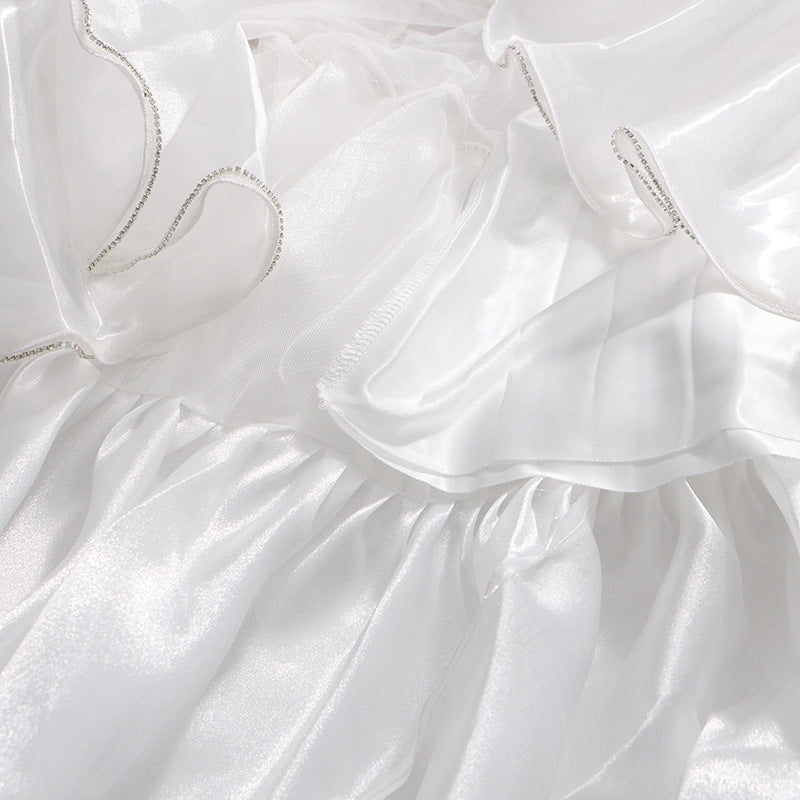High Waist Pleated Ruffle Hem Midi Skirt NorixaFashion.com