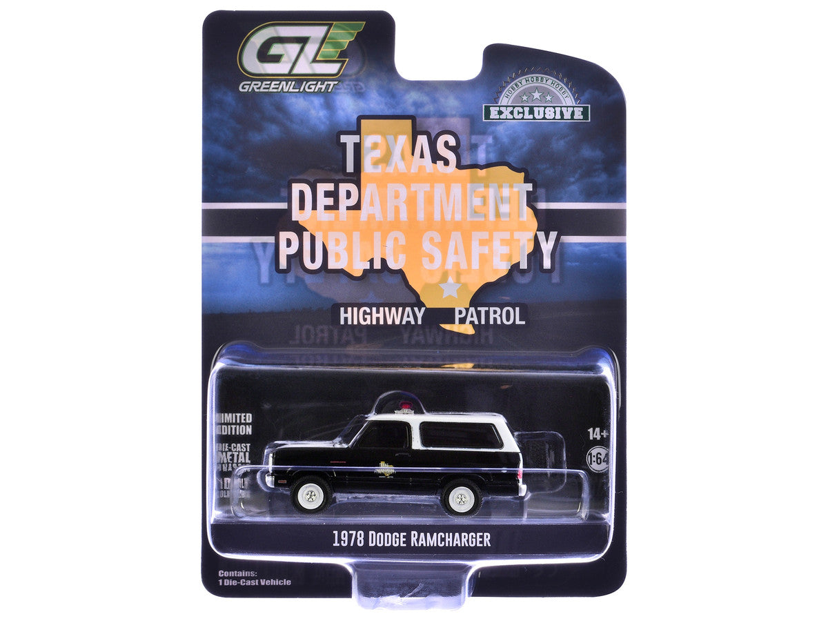 1978 Dodge Ramcharger Police Vehicle "Texas Department of Public Safety Highway Patrol" Black with White Hood and Top "Hobby Exclusive" Series 1/64 Diecast Model Car by Greenlight LuxuryLifeWay Online Store