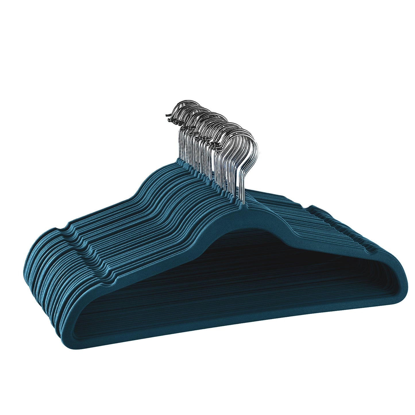 Elama Home 30 Piece Velvet Slim Profile Heavy Duty Felt Hangers with Stainless Steel Swivel Hooks in Blue LuxuryLifeWay Online Store
