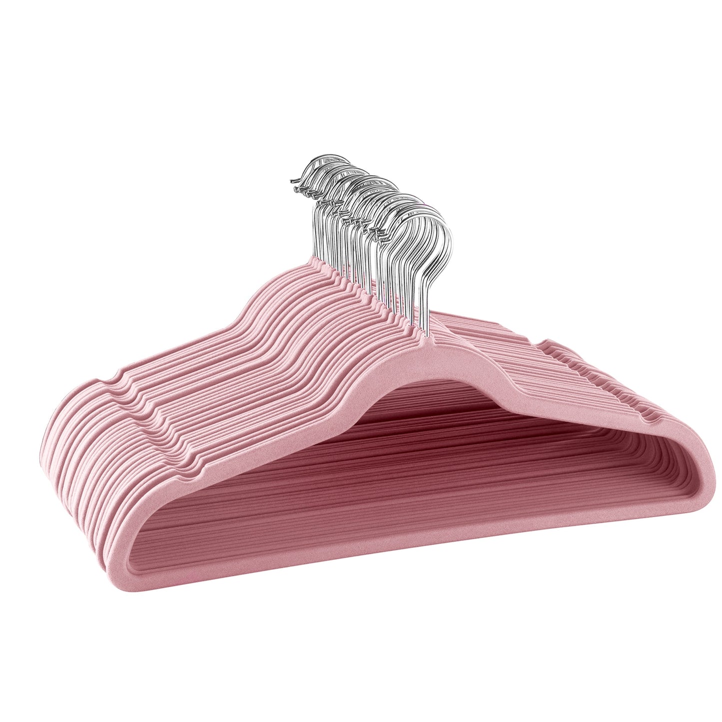 Elama Home 30 Piece Velvet Slim Profile Heavy Duty Felt Hangers with Stainless Steel Swivel Hooks in Pink LuxuryLifeWay Online Store