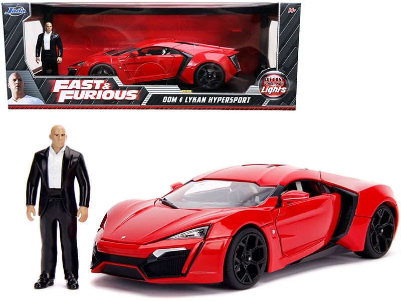 Lykan Hypersport Red with Lights and Dom Figurine "Fast & Furious" Movie 1/18 Diecast Model Car by Jada LuxuryLifeWay Online Store