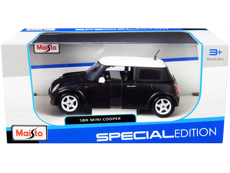 Mini Cooper Matt Black with White Top 1/24 Diecast Model Car by Maisto LuxuryLifeWay Online Store