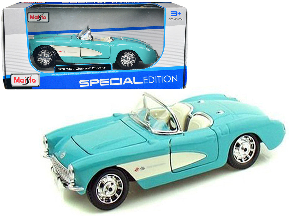 1957 Chevrolet Corvette Convertible Turquoise 1/24 Diecast Model Car by Maisto LuxuryLifeWay Online Store
