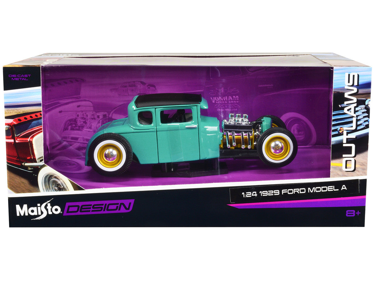 1929 Ford Model A Green with Matt Black Top "Outlaws" Series 1/24 Diecast Model Car by Maisto LuxuryLifeWay Online Store
