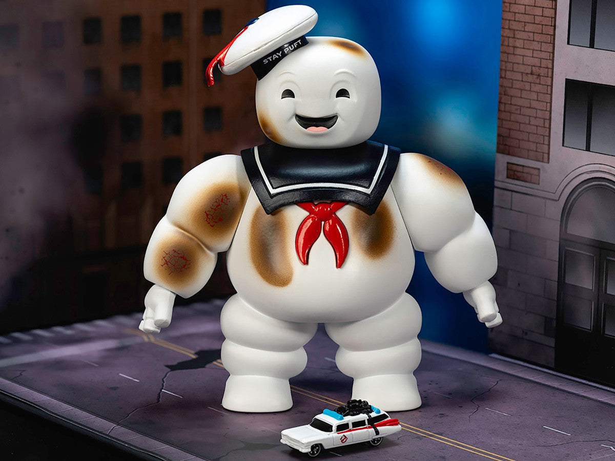"Ghostbusters" 6" Stay Puft Marshmallow Man Figure with Nano Ecto-1 Car Diorama Set "Ghostbusters" (1984) Movie "Next Level" Series Model by Jada LuxuryLifeWay Online Store