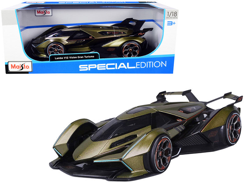 Lamborghini V12 Vision Gran Turismo Matt Green Metallic 1/18 Diecast Model Car by Maisto LuxuryLifeWay Online Store