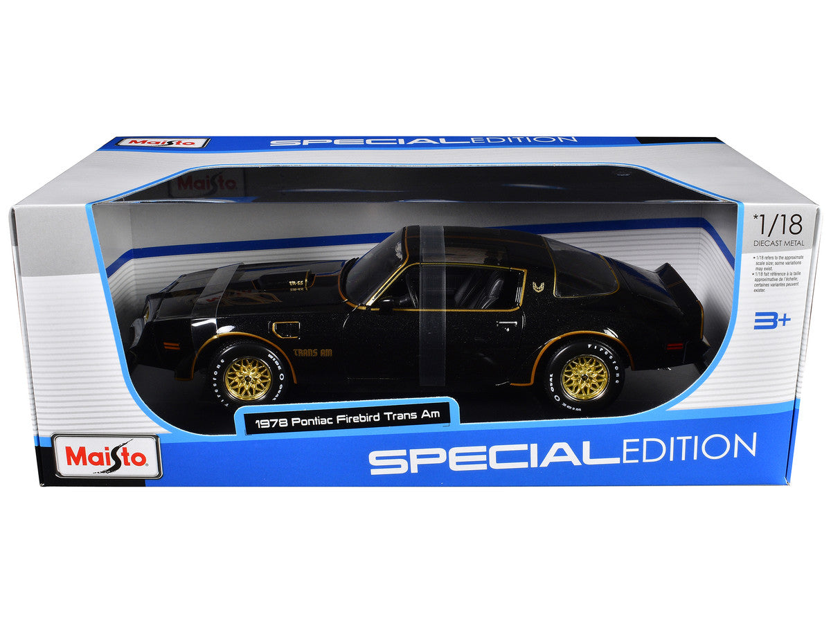 1978 Pontiac Firebird Trans Am Black Metallic with Hood Graphics "Special Edition" Series 1/18 Diecast Model Car by Maisto LuxuryLifeWay Online Store