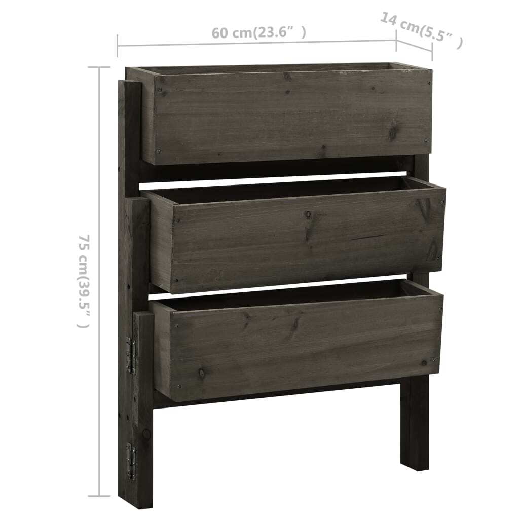 Garden Folding Planter Gray 23.6"x5.5"x29.5" Solid Firwood LuxuryLifeWay Online Store