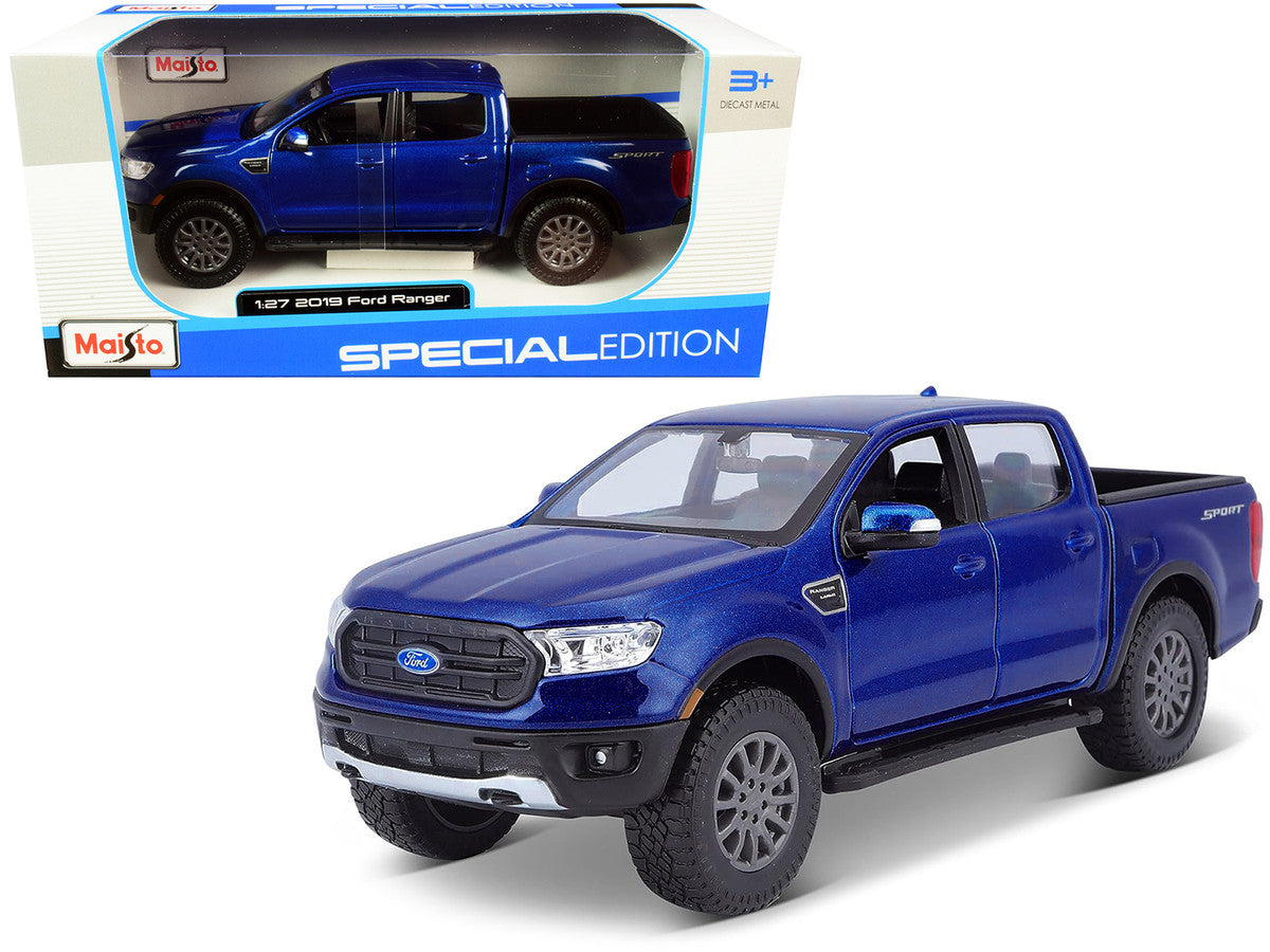 2019 Ford Ranger Lariat Sport Pickup Truck Dark Blue Metallic 1/27 Diecast Model Car by Maisto LuxuryLifeWay Online Store