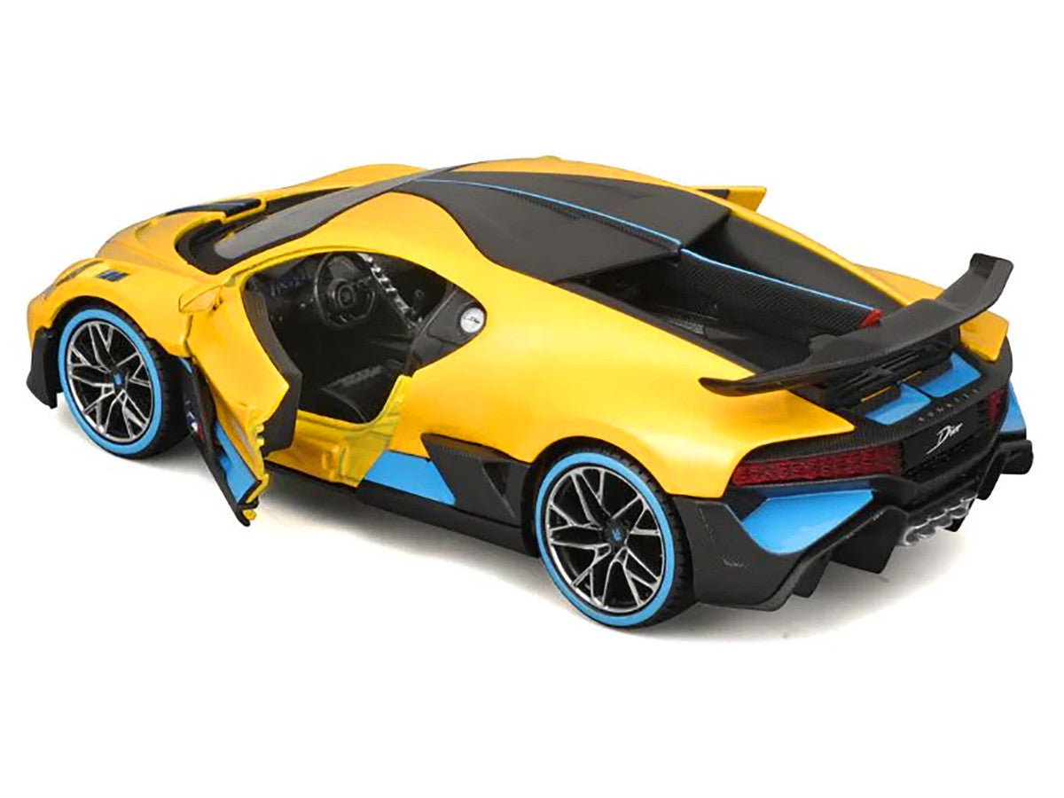 Bugatti Divo Yellow Metallic with Carbon and Blue Accents "Special Edition" 1/24 Diecast Model Car by Maisto LuxuryLifeWay Online Store