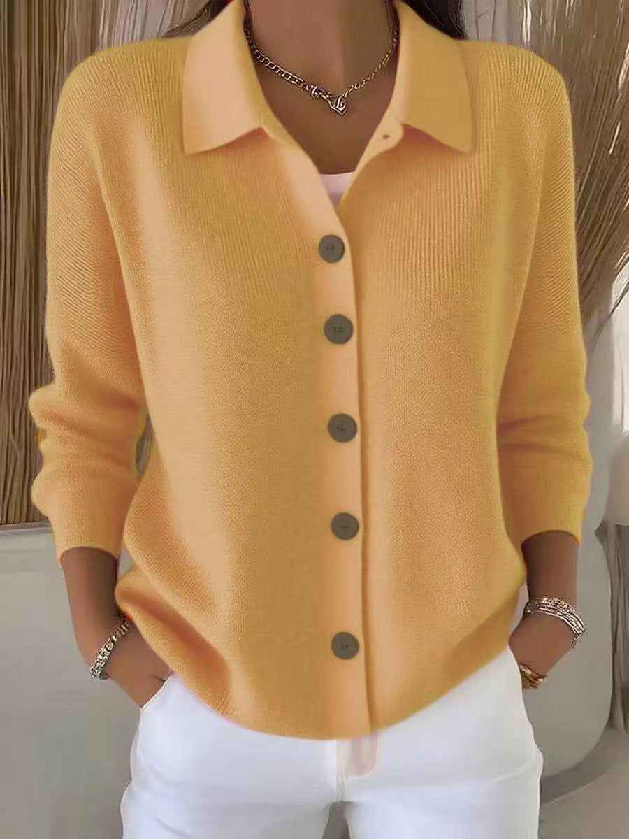 Button-knitted Lapel Sweater Cardigan Coat For Women LadyShow.Store
