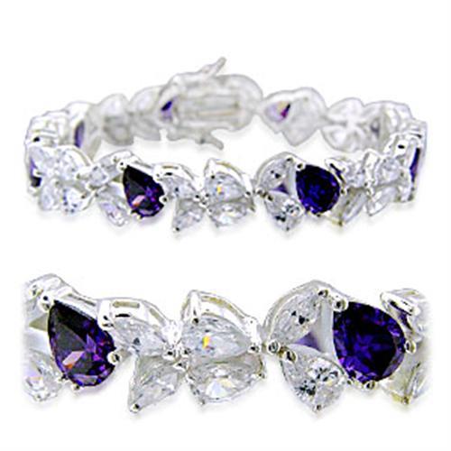 31924 - High-Polished 925 Sterling Silver Bracelet with AAA Grade CZ in Amethyst LuxuryLifeWay Online Store
