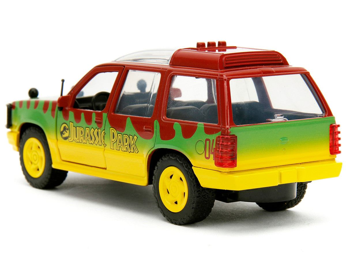 Ford Explorer Red and Yellow with Green Graphics "Jurassic Park" (1993) Movie 30th Anniversary "Hollywood Rides" Series 1/32 Diecast Model Car by Jada LuxuryLifeWay Online Store