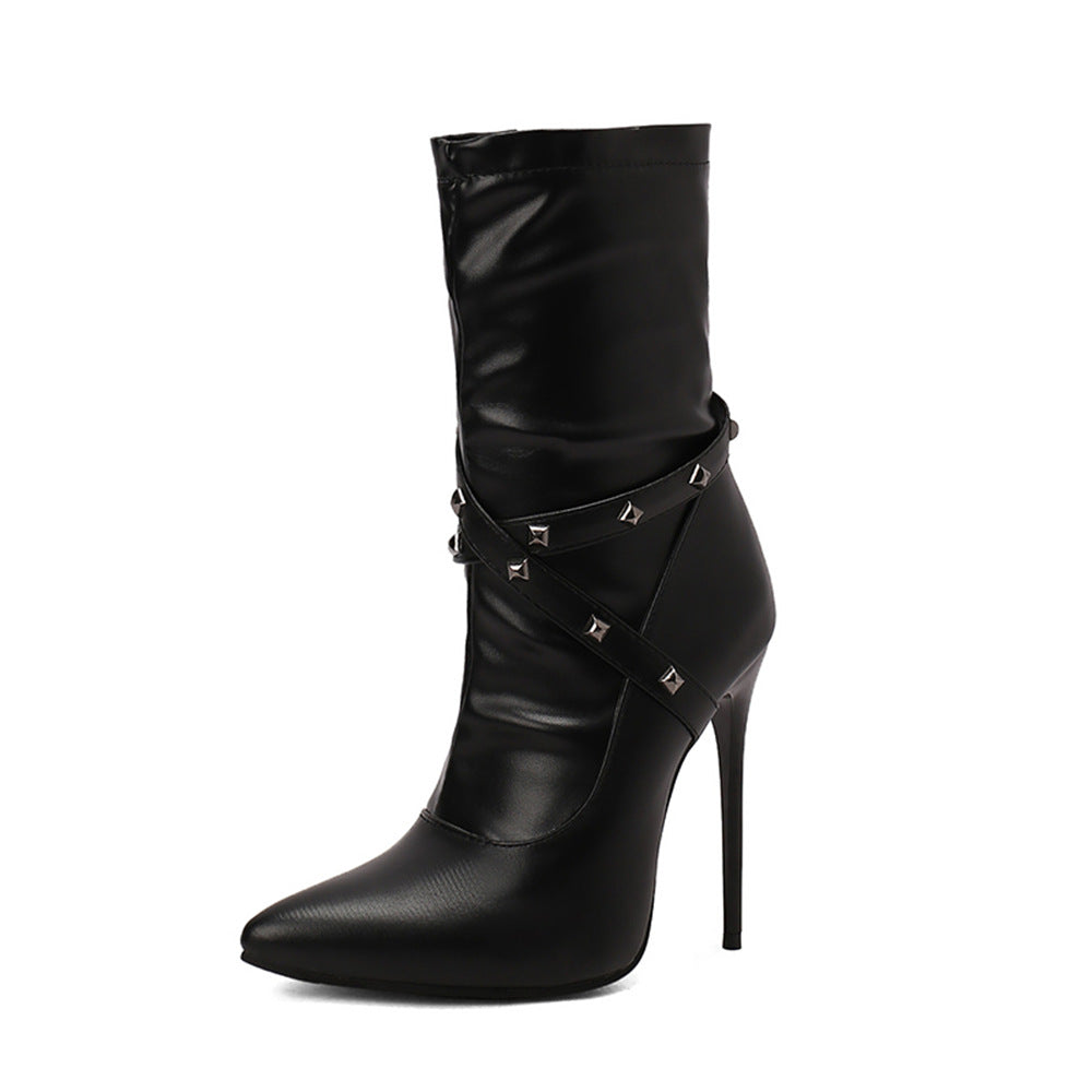 Womens European-style Mid-calf Boots With Slender High Heels LadyShow.Store
